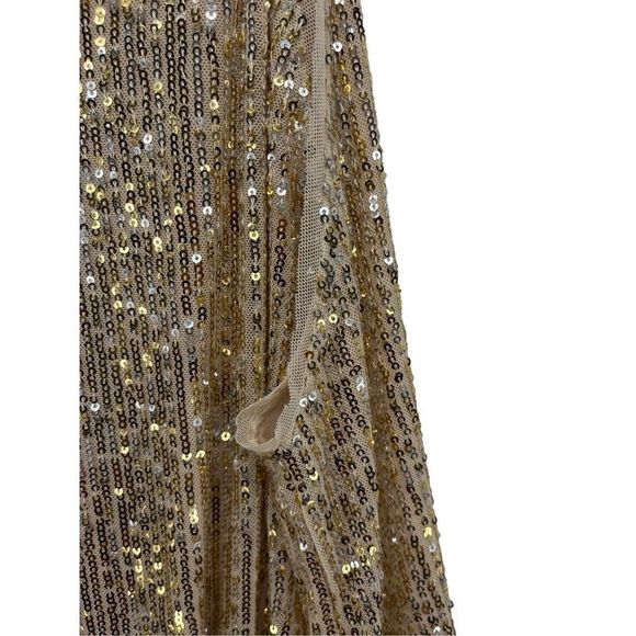 LaLaron Gold Cocktail Dress Small Sequin Evening Gala Slit‎ - Picture 11 of 12